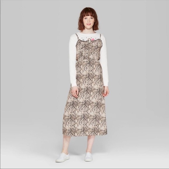 Wild Fable Snakeskin Midi Sleeveless Slip Dress - Picture 3 of 10